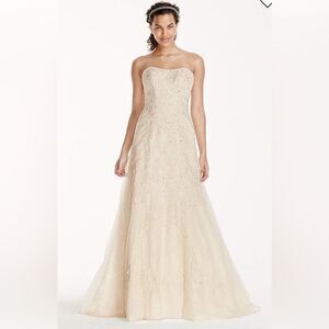 David’s Bridal jewel lace a-line wedding dress with beading Size 10